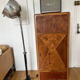 Art deco burl python walnut storage unit