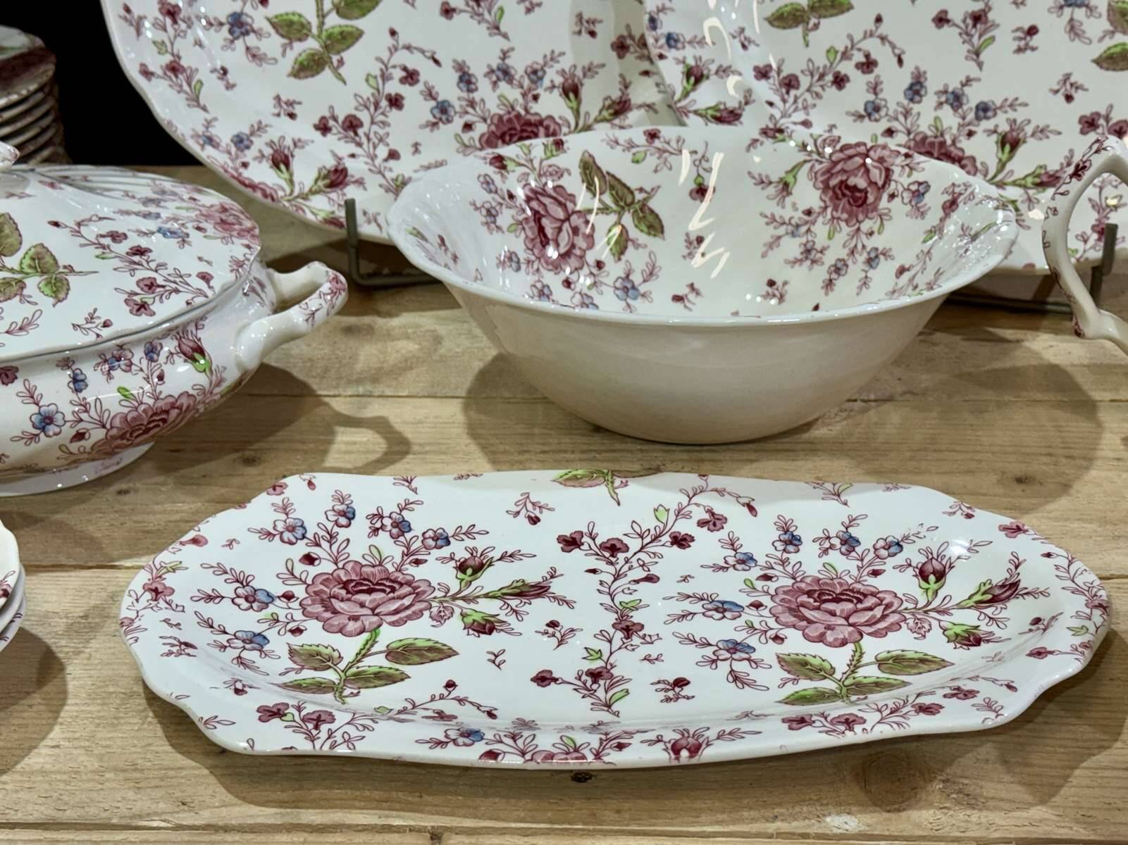 English porcelain service by Johnson Bros model Rose Chintz.