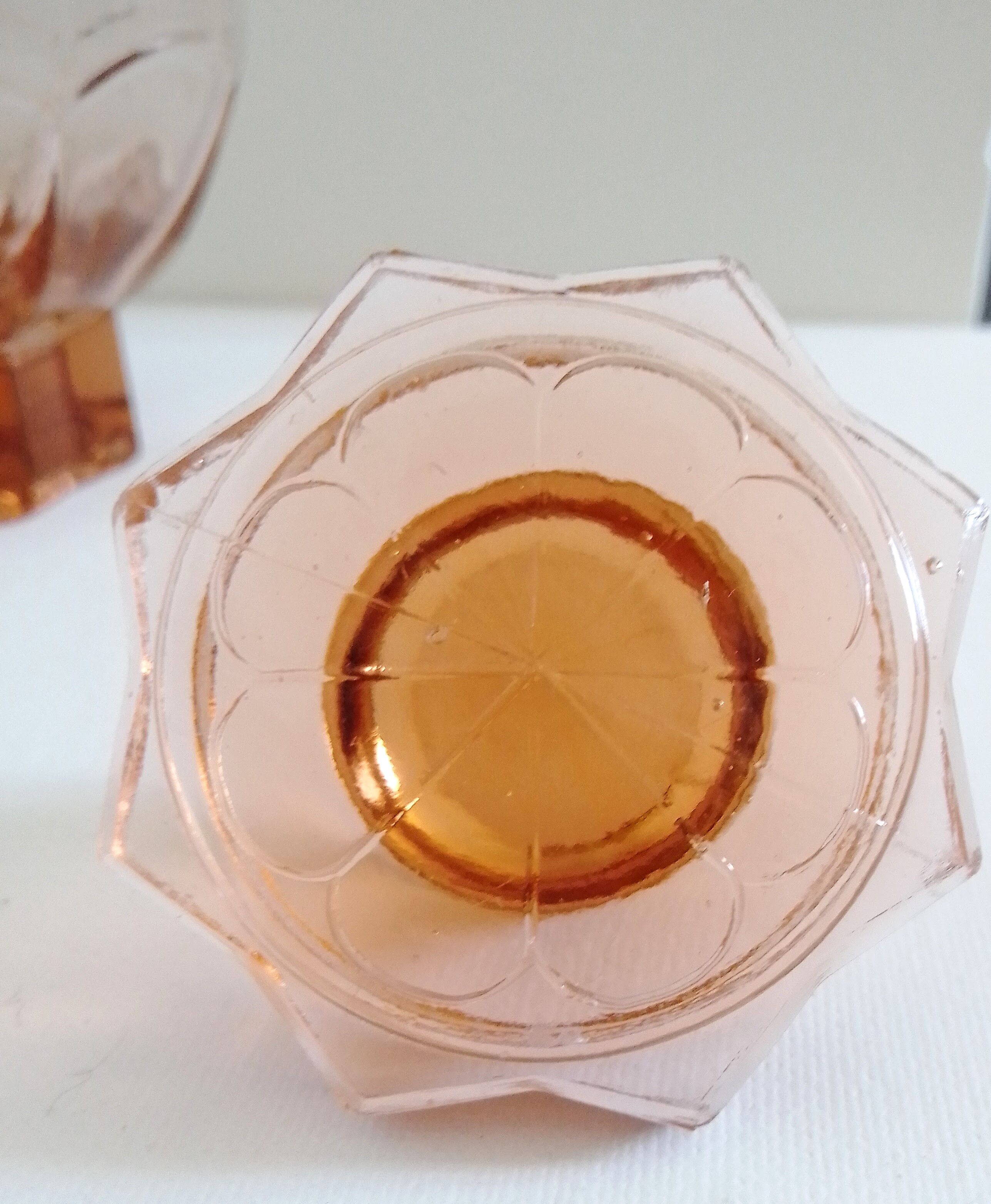 Pink molded glass decanter, Luminarc