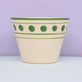 vintage beige flowerpot green polka dots