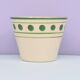 vintage beige flowerpot green polka dots