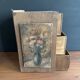 Small antique wooden drawer unit with floral painting, 1900.