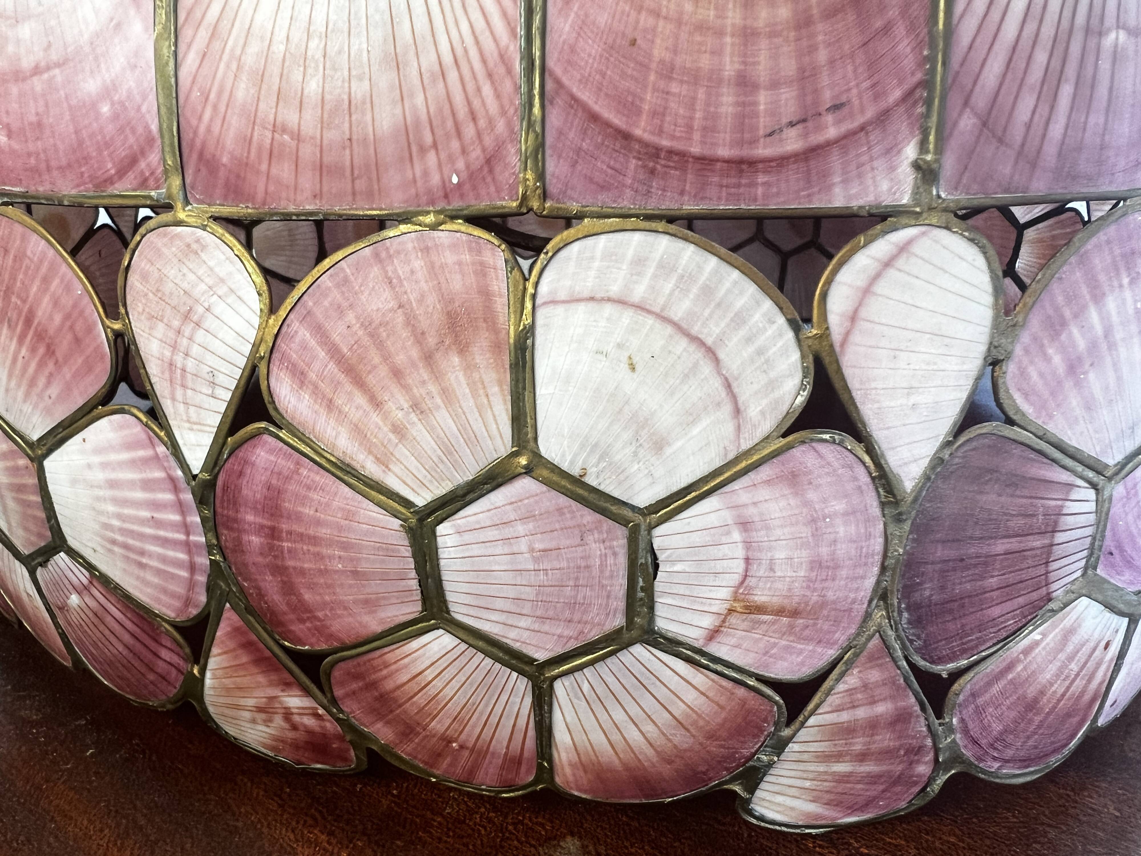 Vintage pink capiz shell chandelier/pendant lighting