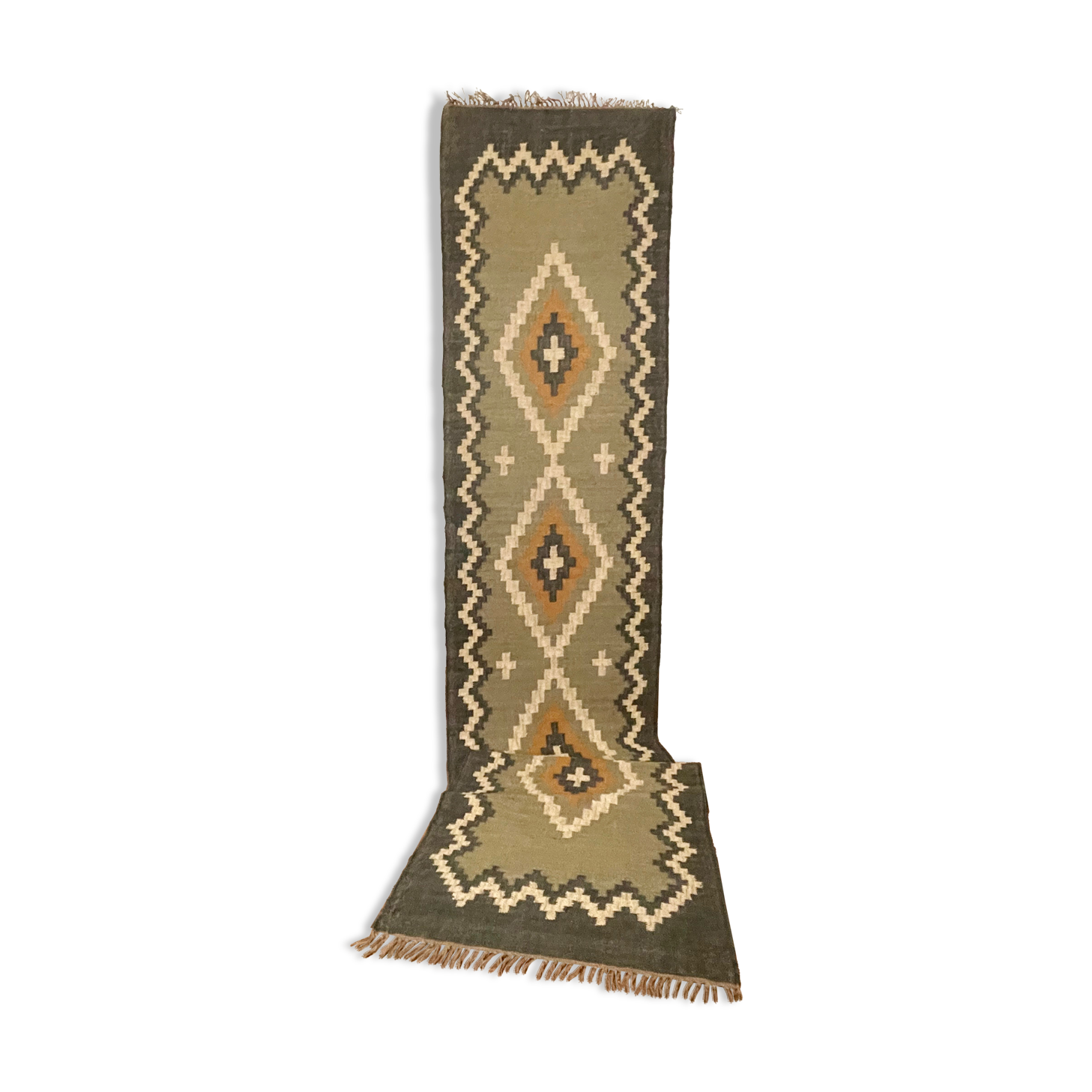 Jute handwoven kilim runner dhurrie rug, 90 x 240 cm handmade