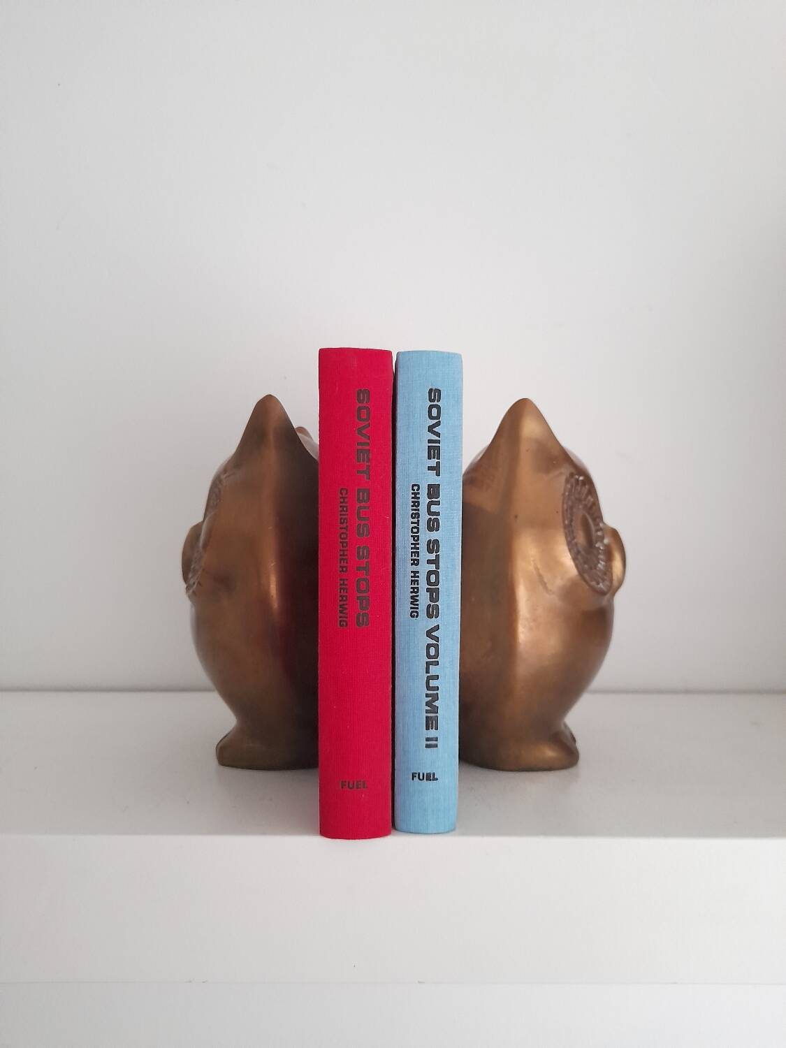 Pair of large brass owl bookends