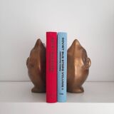 Pair of large brass owl bookends