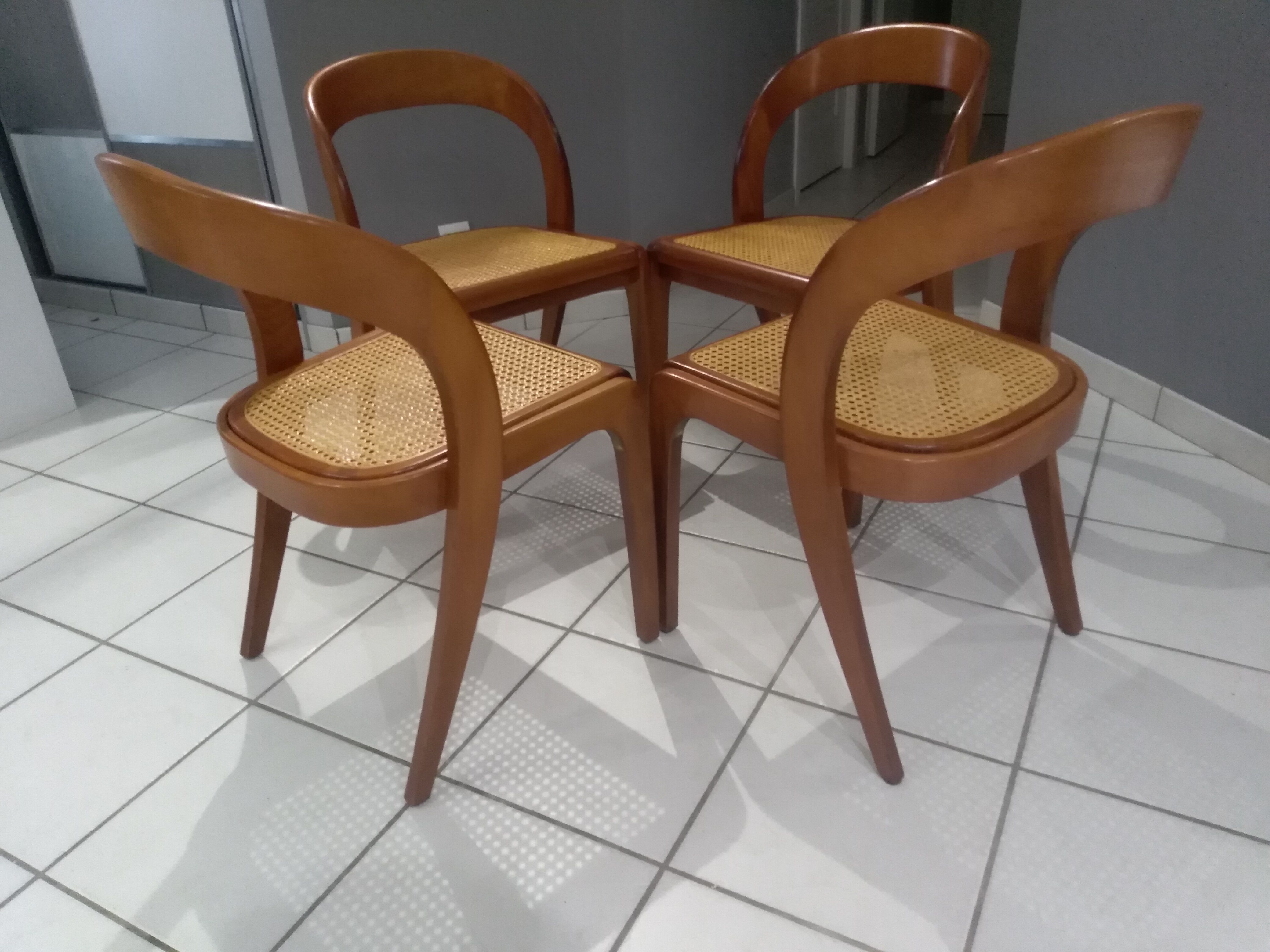 Suite of 4 chairs Baumann model Vintage Gondola 1970s