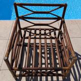 Ensemble salon de jardin une Banquette et un Fauteuil en bois Vintage