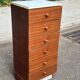 Scandinavian Mid-Century Modern chest of drawers with 6 mahogany and white wood drawers 19