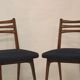 Pair of Scandinavian chairs seated night blue fabric restored, year 60.