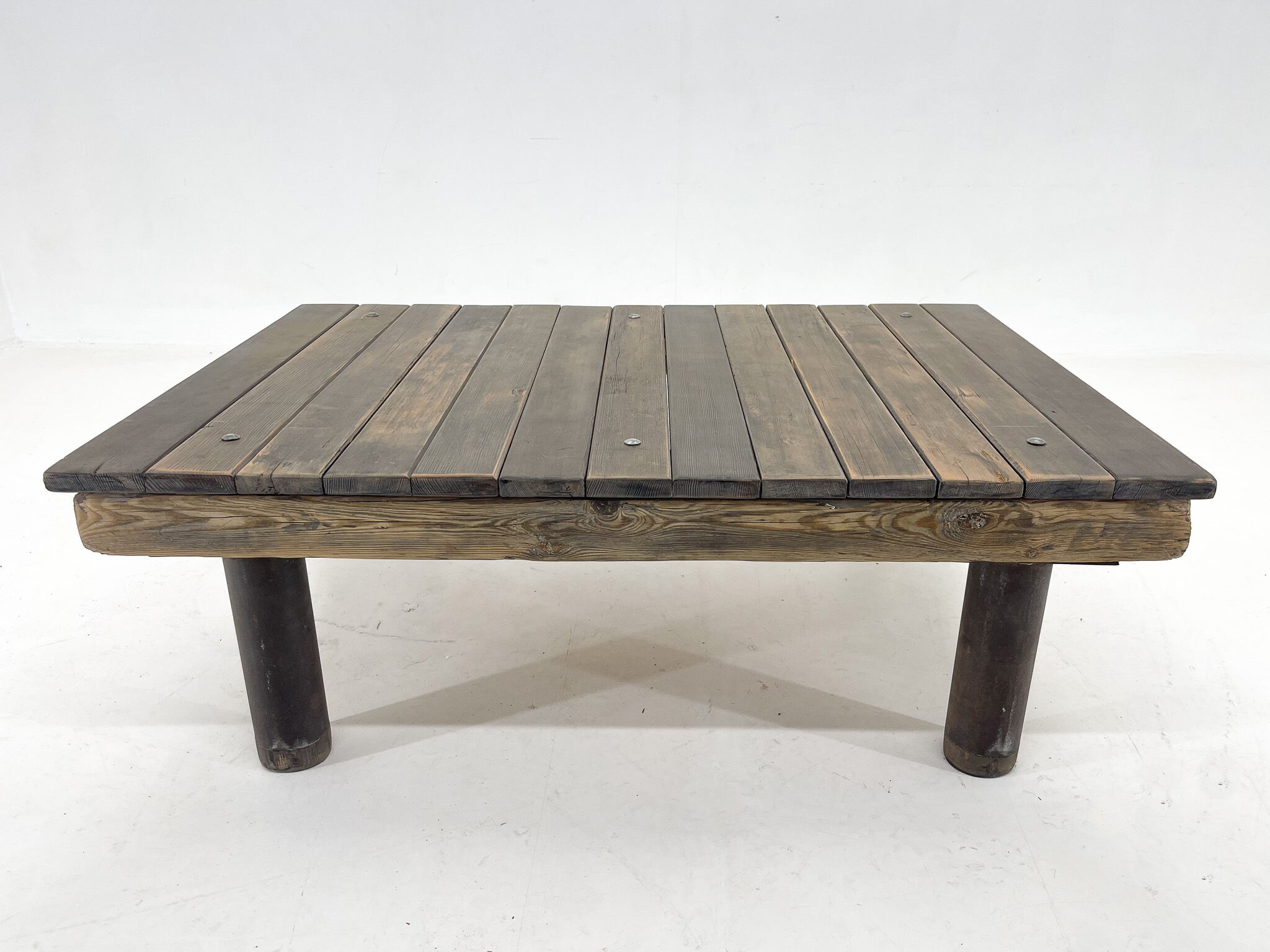 1950's vintage industrial wood & iron coffee table