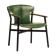 Maërl armchair, Galathée model, green leather, solid wood armrests of your choice