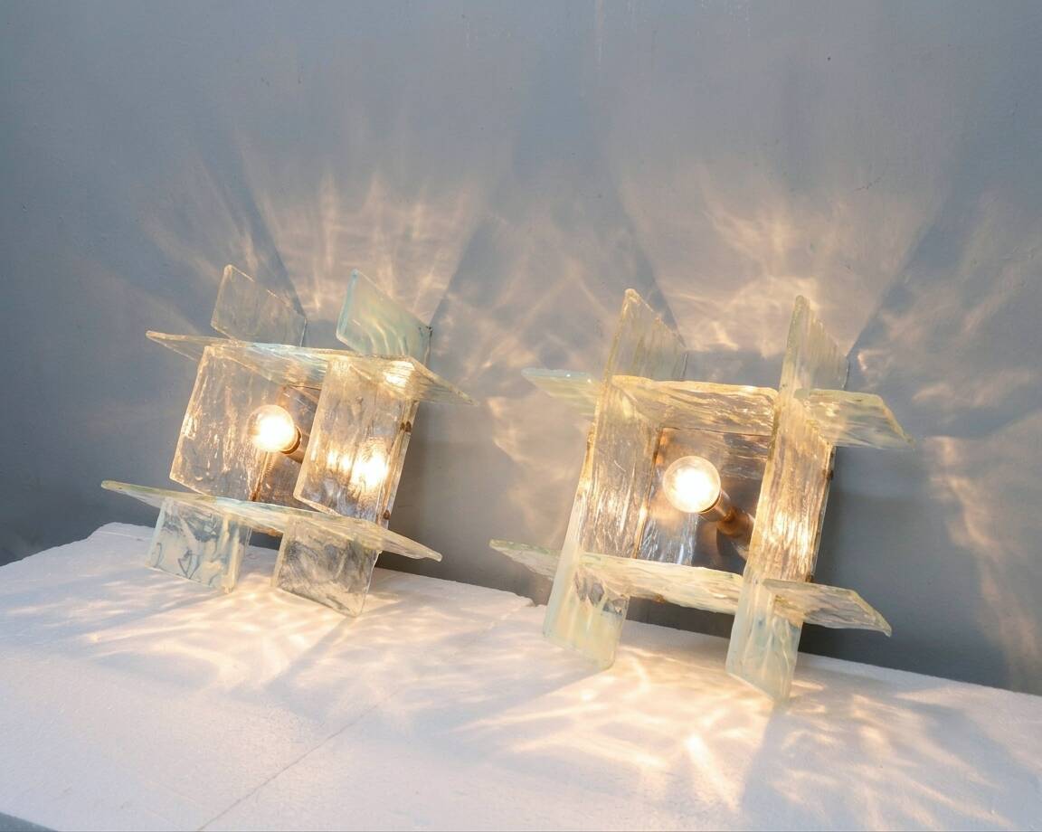 Murano glass sconces Carlo Nason for Mazzega 1960s Italy, set of 2
