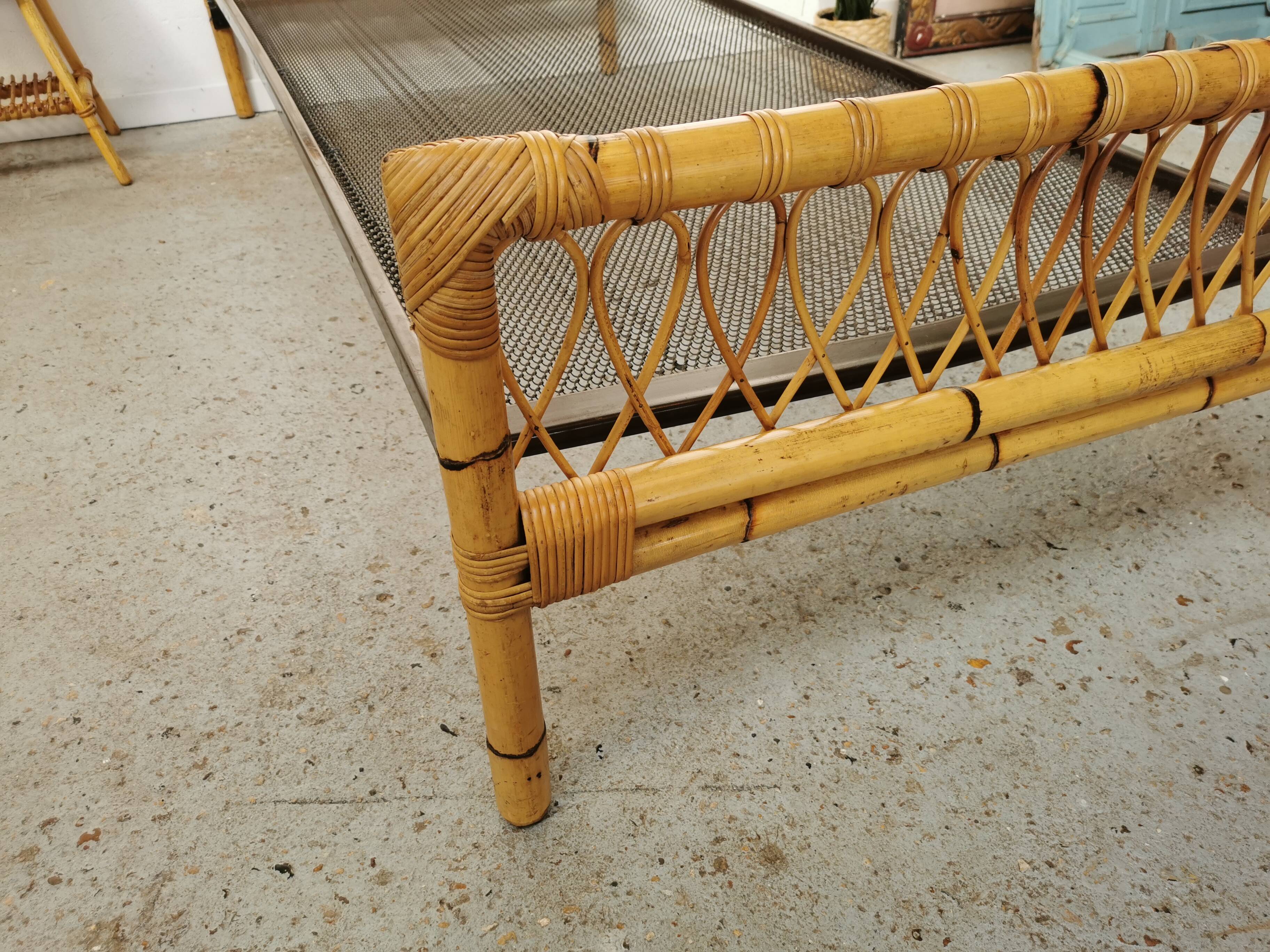 Pair of vintage rattan twin bed