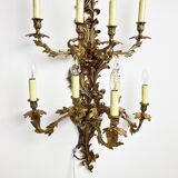 Louis XIV style brass wall lamp 9 arms