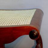 English colonial style ottoman, solid teak, with Viennese cane seat, mid-20th century.