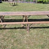 Large 400 cm harvest table and 2 benches 1960