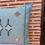 Handmade Moroccan silk cushion cover, cactus pattern