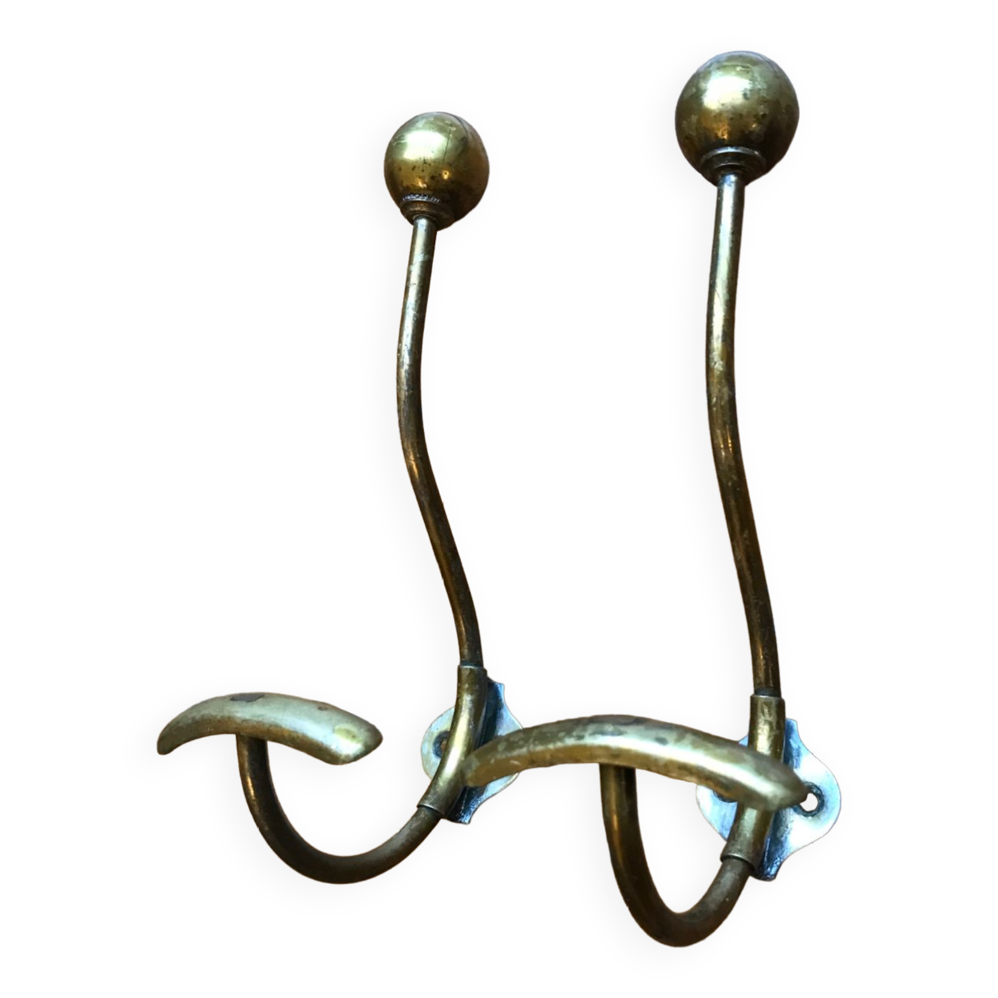 2 patères doubles porte manteau laiton vintage