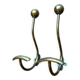 2 double hooks vintage brass coat rack