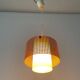 Suspended lamp in pink metal and plexiglass, Danish design, 1960s, Denmark.