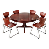 Ensemble salle à manger Baumann – table ronde extensible +6 chaises P