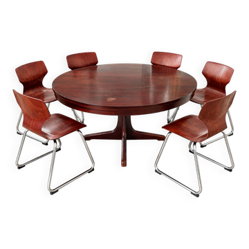 Baumann dining room set – extendable round table +6 chairs P