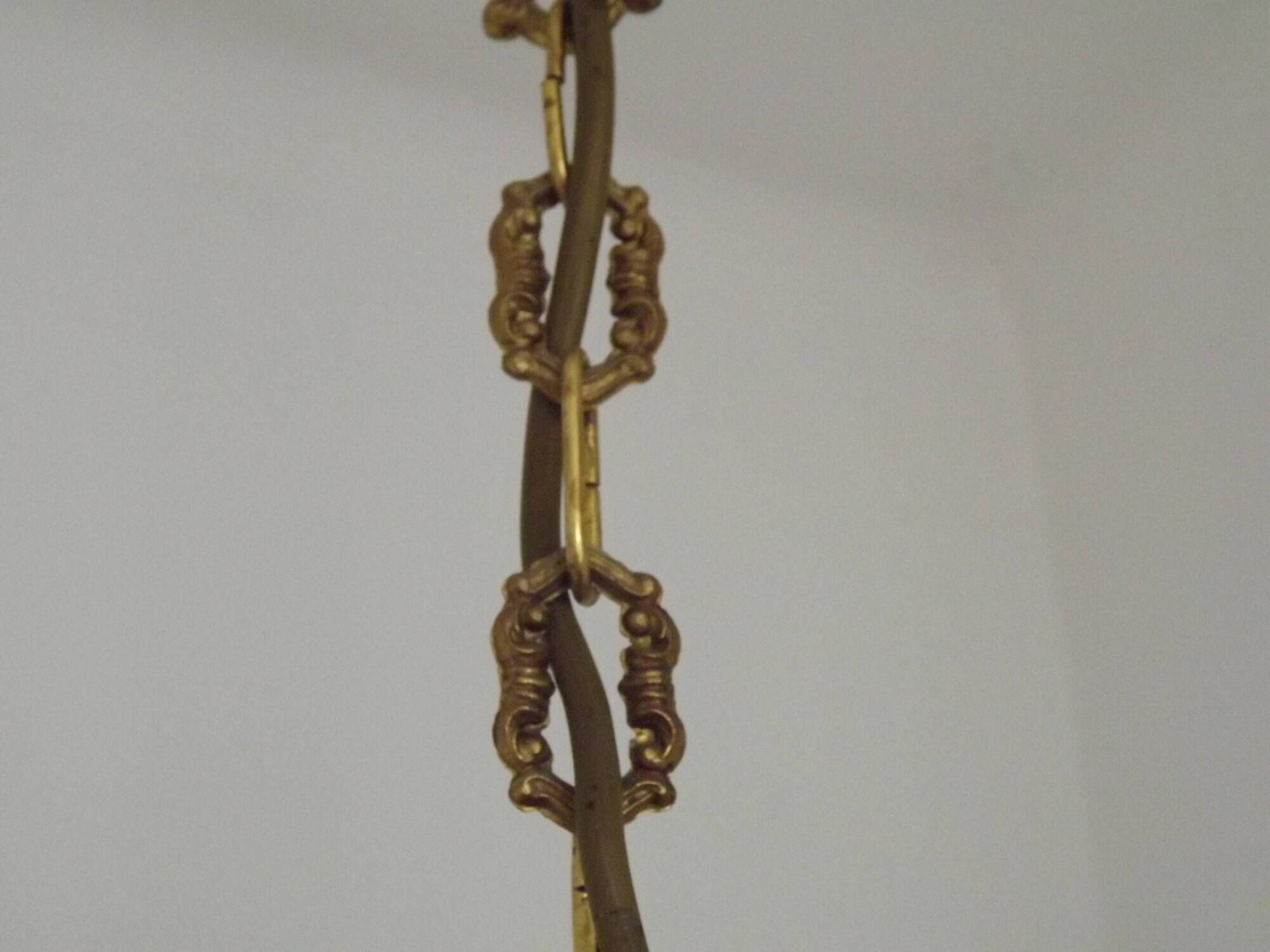 Quality Stamped Bronze French Mid-Century 3-Light Traditional Chandelier