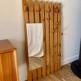 cloakroom coat rack mirror in blond pine 70s-80s