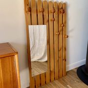 cloakroom coat rack mirror in blond pine 70s-80s