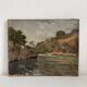 Old oil painting on canvas landscape signed Mouthon 19th century