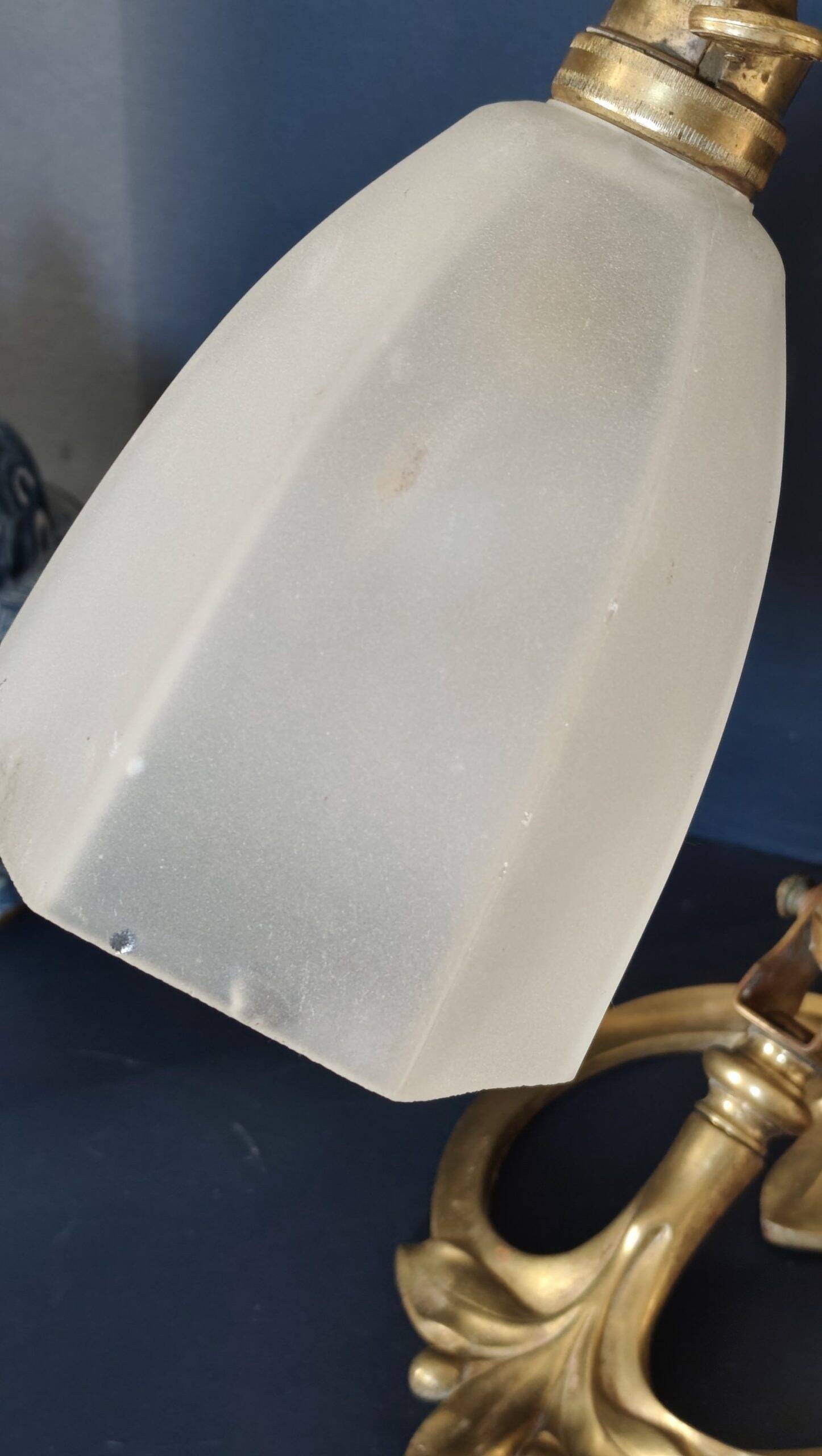 Art Nouveau table lamp + Art Deco globe