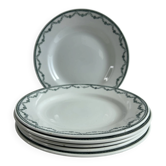 6 assiettes plates Saint Amand florale verte