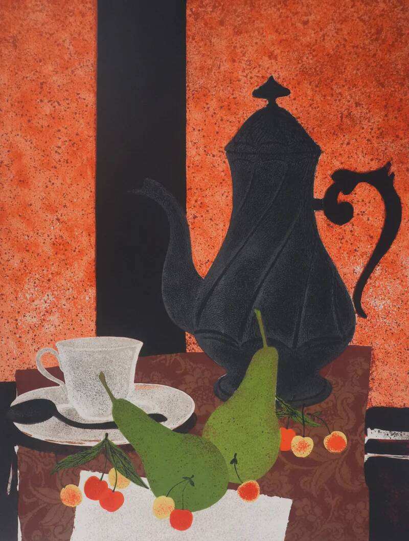 Yves Ganne: Tea Time, original signed lithograph