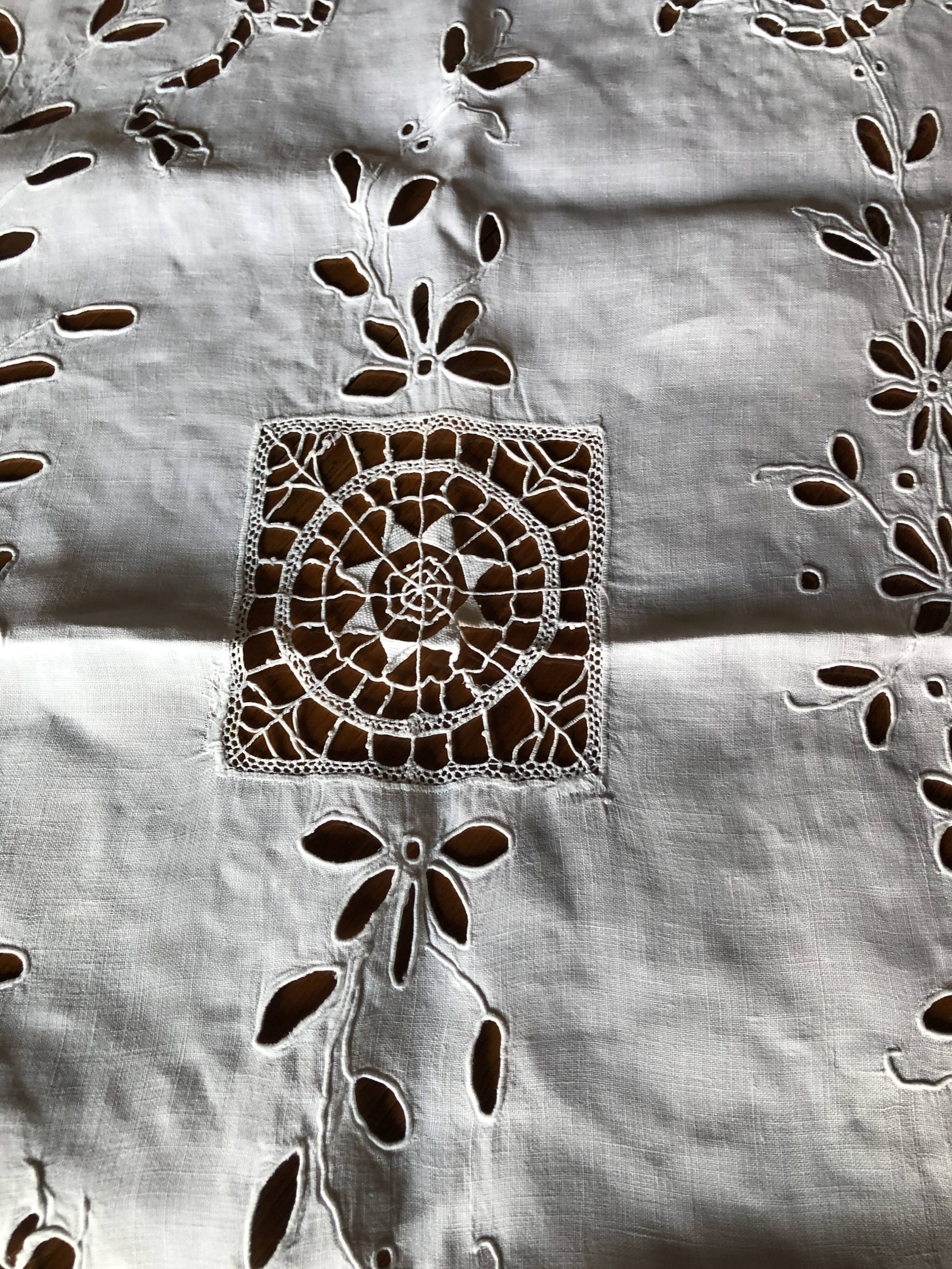 Embroidered linen tablecloth