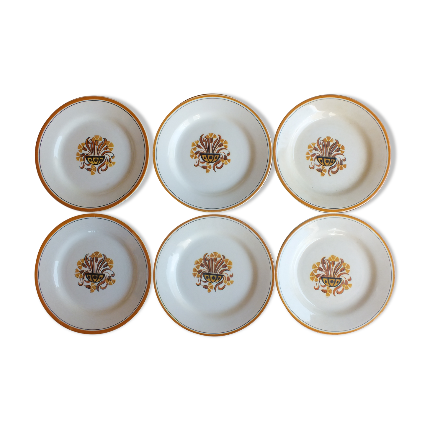 6 Flat plates Creil and Montereau Vintage Eye