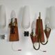 2x Danish Design 50s 60s Wall Lamps, Teak & Brass Sconces