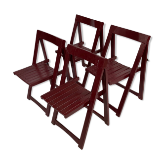 Set of four wooden folding chairs
