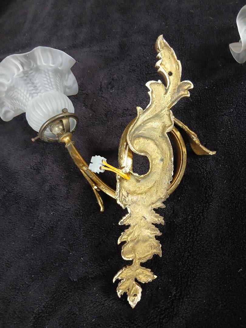 Art Nouveau Bronze Brass Wall Lights Louis XV Style