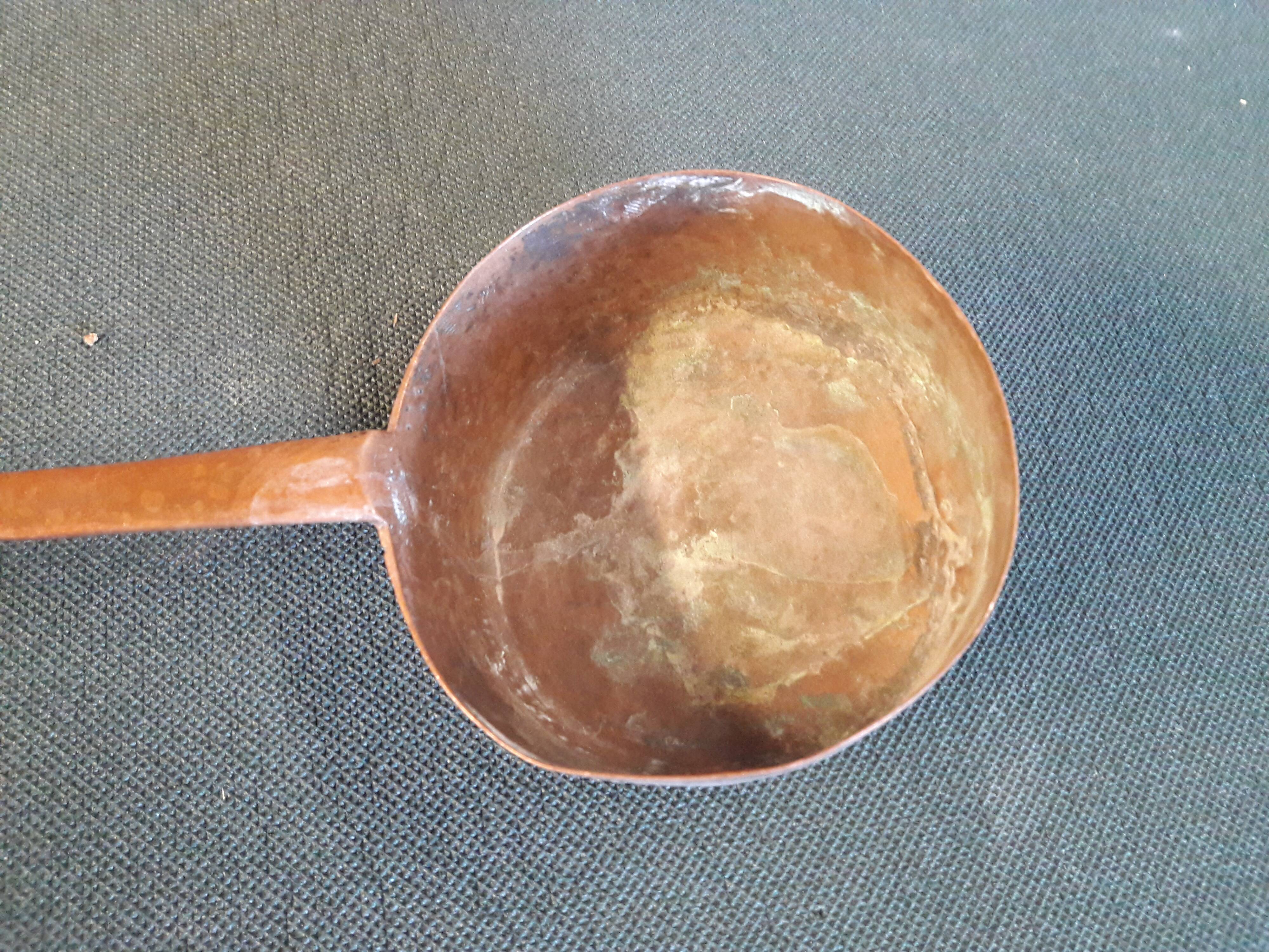 Set of a copper ladle and skimmer.