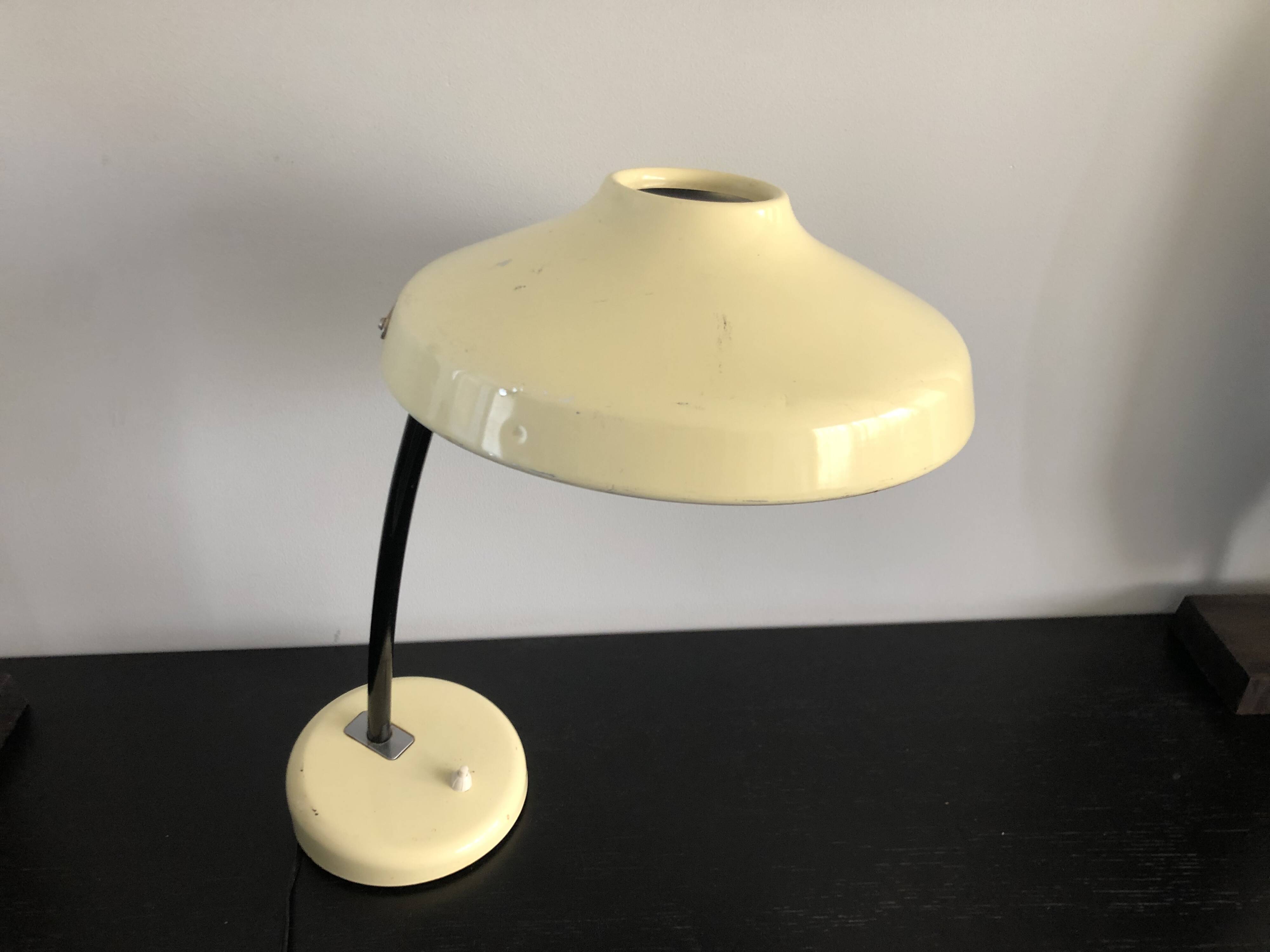 1960s adjustable desk lamp – cream lacquered metal