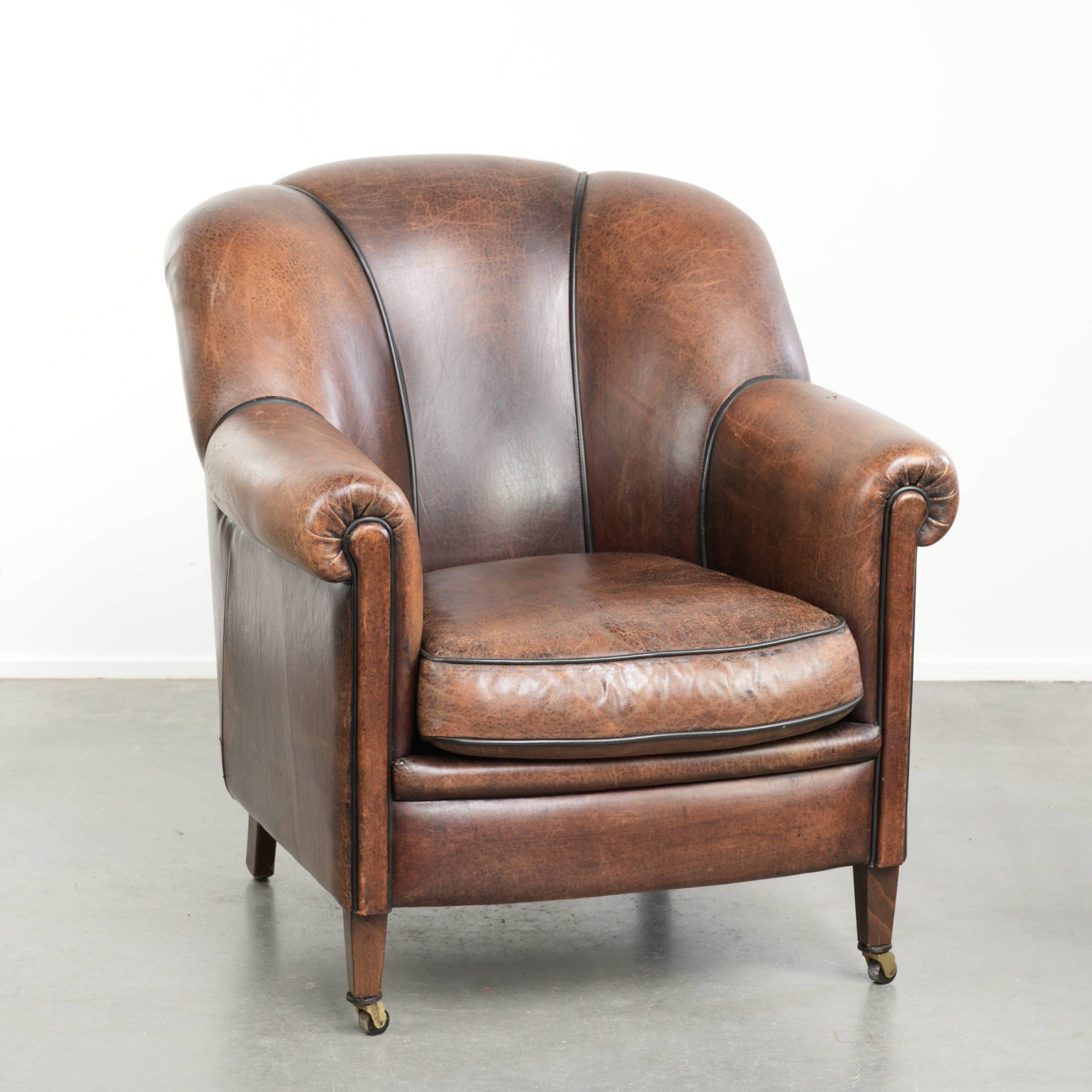 Vintage sheepskin armchair with a unique design and timeless appearance