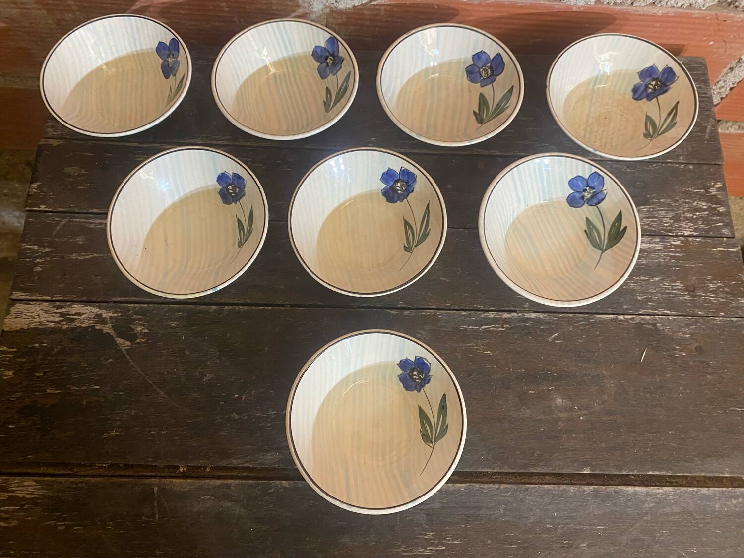 Set of 8 Bowls SARREGUEMINES Eldorado Model Ceramic Flower Decor