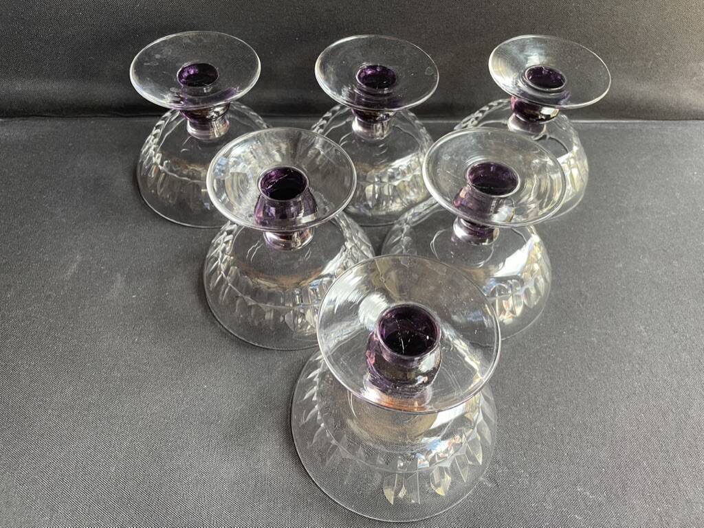 6 Colored cut crystal bowls – Val Saint Lambert