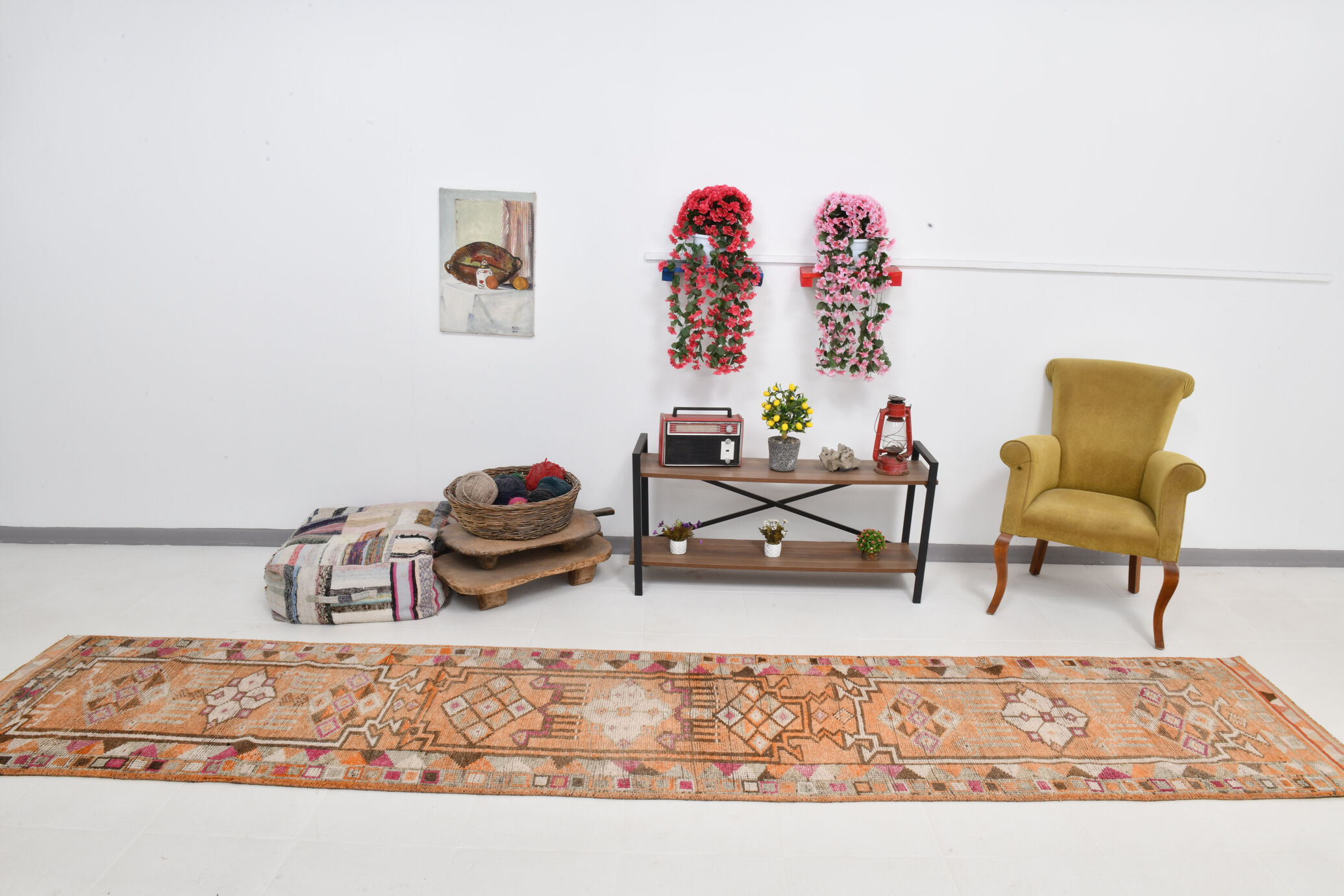 3x14 1960s Antique Vintage Runner Rug,84x427Cm