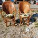Pair of Vintage Armchairs in Chestnut Slats
