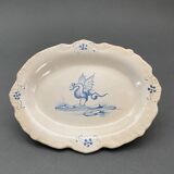 Pair of polylobed dishes XIXth decoration of dragon and bird