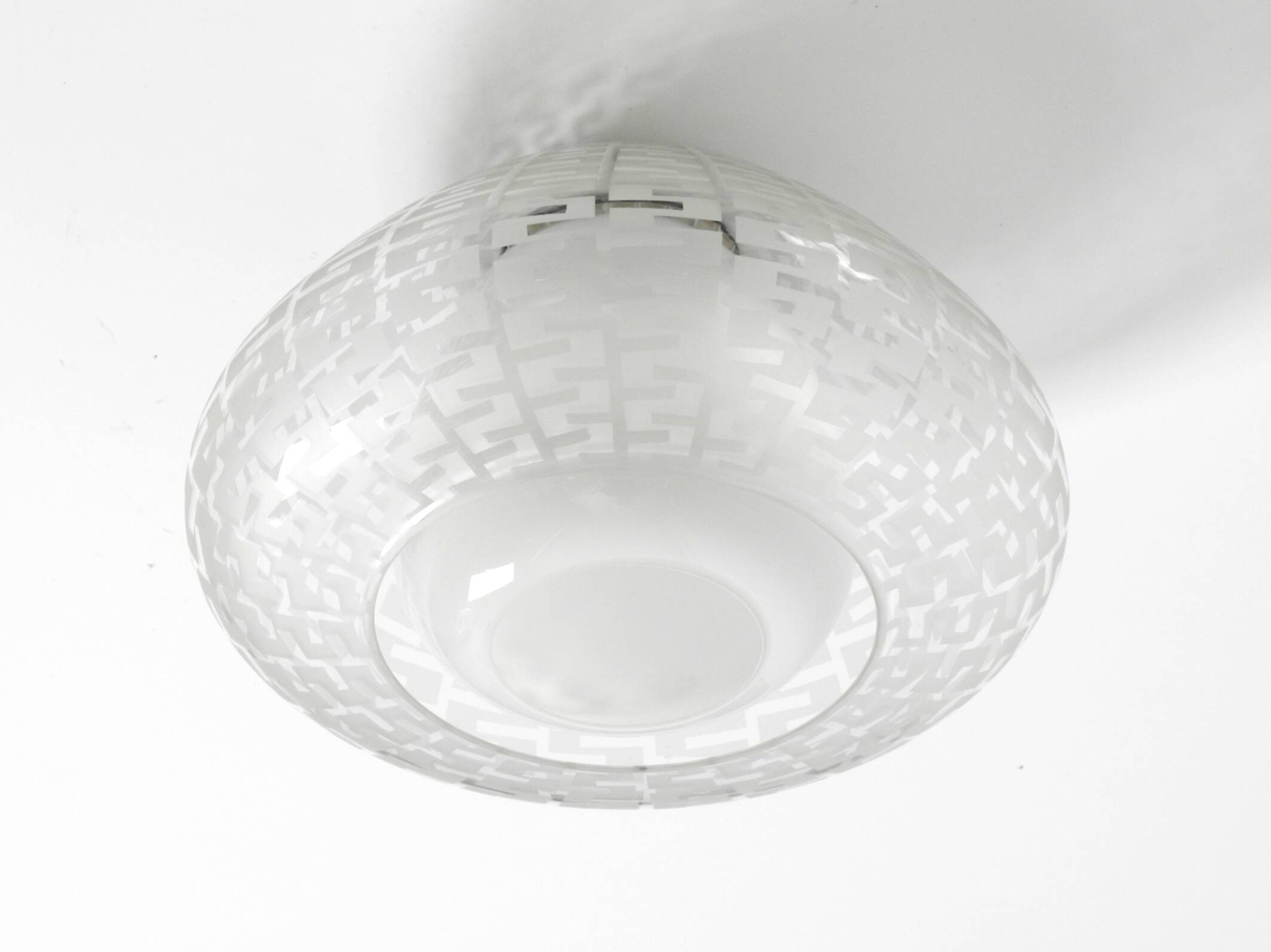 Original large Mid Century double glass ceiling lamp by Wilhelm Wagenfeld f