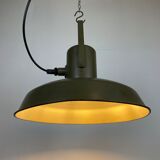Vintage green army pendant lamp, 1960s