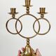 Vintage brass floor chandelier, 3-branch candle holders